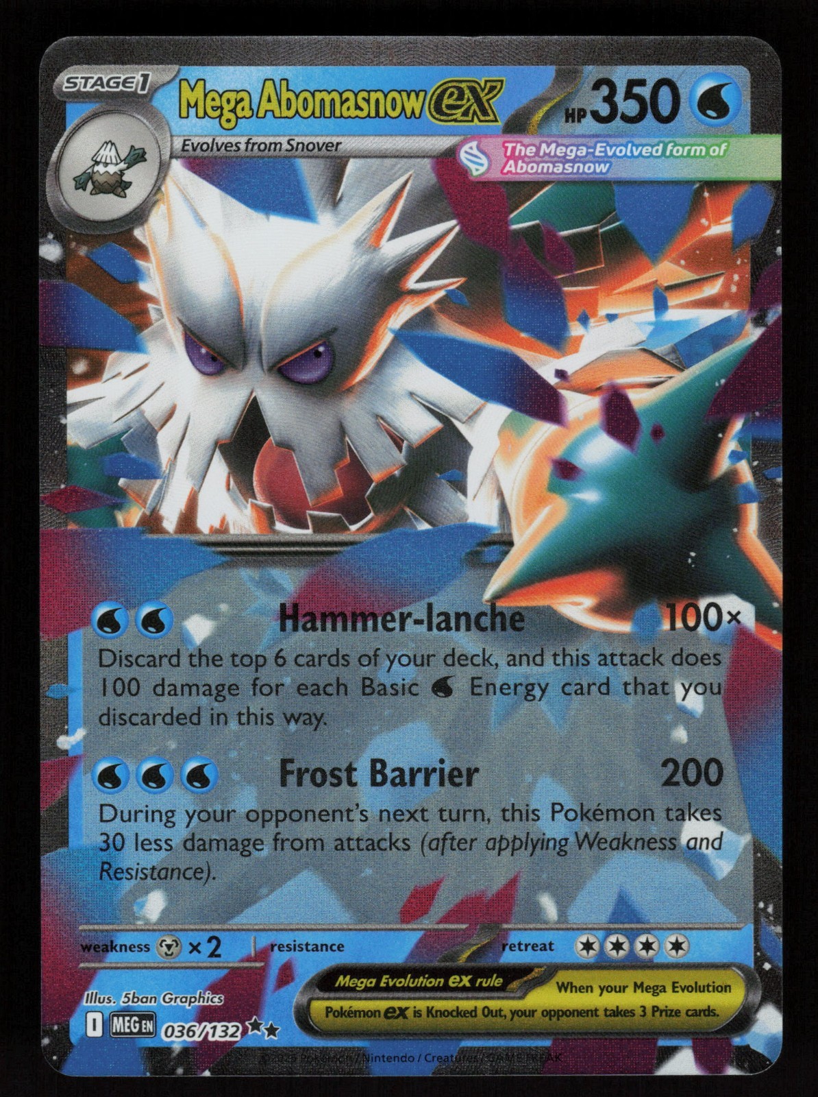 2025 Pokemon Mega Evolution MEGA ABOMASNOW ex - Holo Rare Card #36/132