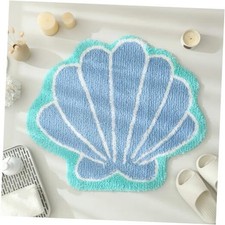  Seashells Bathroom Rug, Blue Bathroom Rugs, Ocean Decor Shell Bath Mat Gifts, 