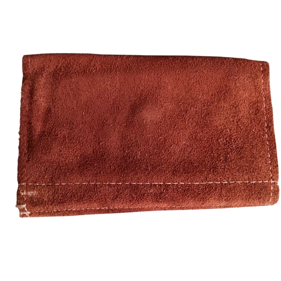 Vintage Hippie Wallet Brown Suede Coin Purse With Snap Button 6x4 1970's Leather - Image 3 of 4