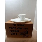 NIB NOS Colony Harvest Milk Glass 8 Piece Snack Set C787 Vintage Cup Saucer