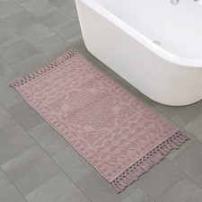 French Connection Nellore Woven Beaded 100 Cotton Bath Rug Mat Thick Durable