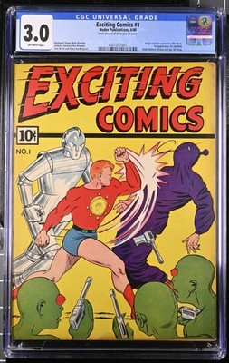 Exciting Comics #1 CGC 3.0 OW Pages 1940 1st Issue Golden Age Robot Cover RARE!
