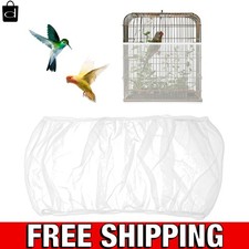 Adjustable White Bird Cage Seed Catcher - Durable Mesh Net Cover for Parrots