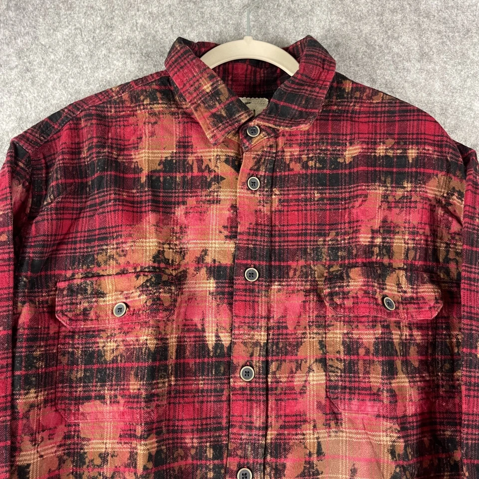 Camisa de franela Jachs Brawny para hombre XL a cuadros lavado ácido abotonada pesada al aire libre Foto 2 de 4