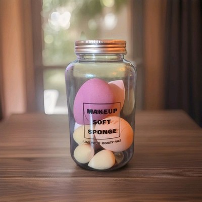 7 Stück Glas Schminkschwämme verschiedene Größen und Farben