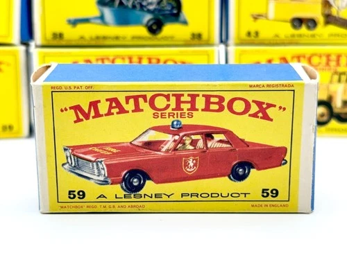 Vintage 1960s Lesney Matchbox #59 FORD GALAXIE FIRE CHIEF CAR Original BOX ONLY!