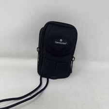 Samsonite Vintage Black Camera Case Zip Pockets Shoulder Strap Belt Clip