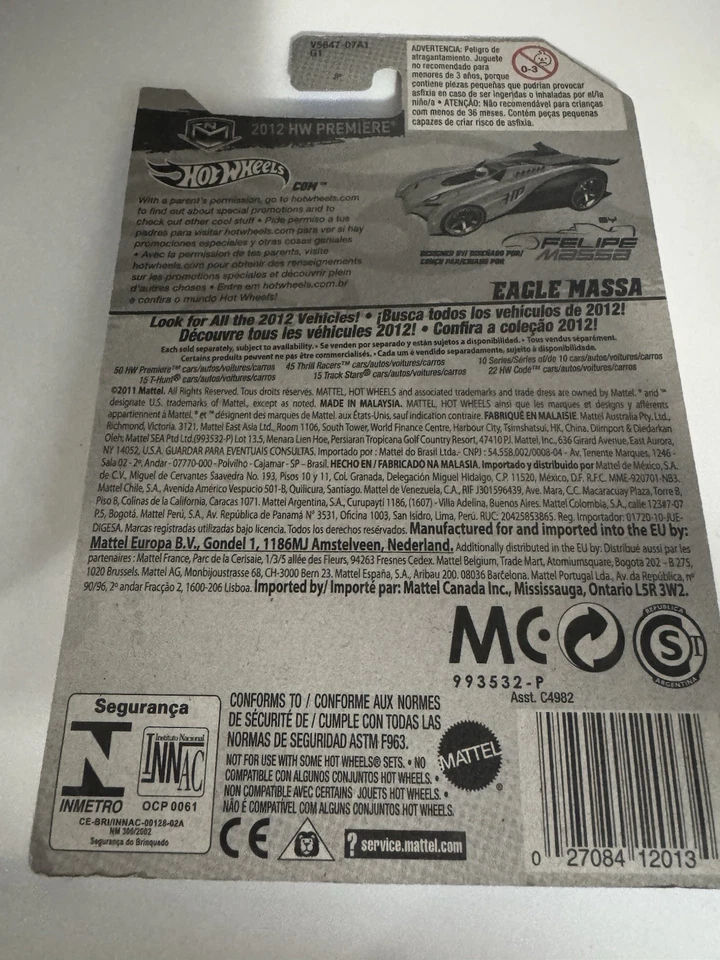 Hot Wheels Eagle Massa 46/247 2012 HW Premiere 46/50 S37 Foto 2 de 2