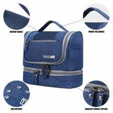 Portable Toiletry Wash Bag with Hanging Hook - Travel Organizer