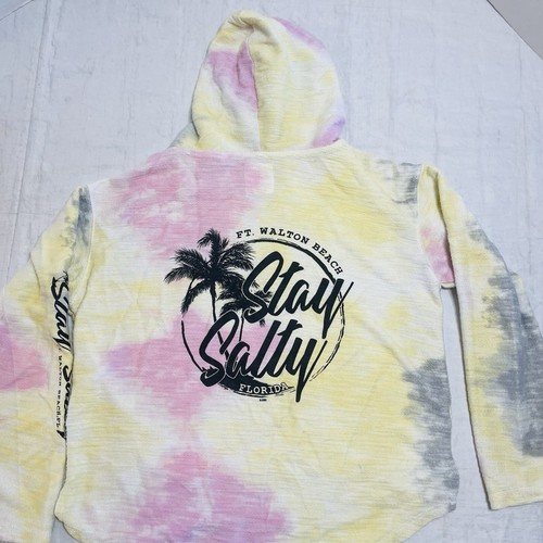 Southern Spirit Womens Hoodie Colorful Tye Dye Beach Cover Stay Salty EUC Sz M - Picture 10 of 11