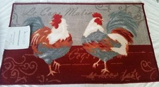 PRINTED KITCHEN RUG (nonskid latex back) (18" x 30") 2 ROOSTERS by MHF