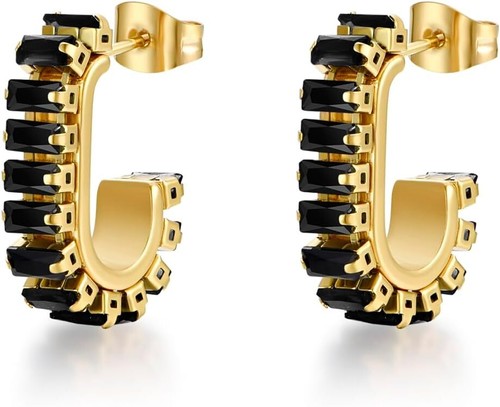 Fashion Women's and girls' 18K Gold Sterling Silver Post Cubic Zirconia Earrings - Picture 13 of 54