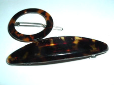 VINTAGE PAIR FRENCH TORTOISE HAIR BARRETTES