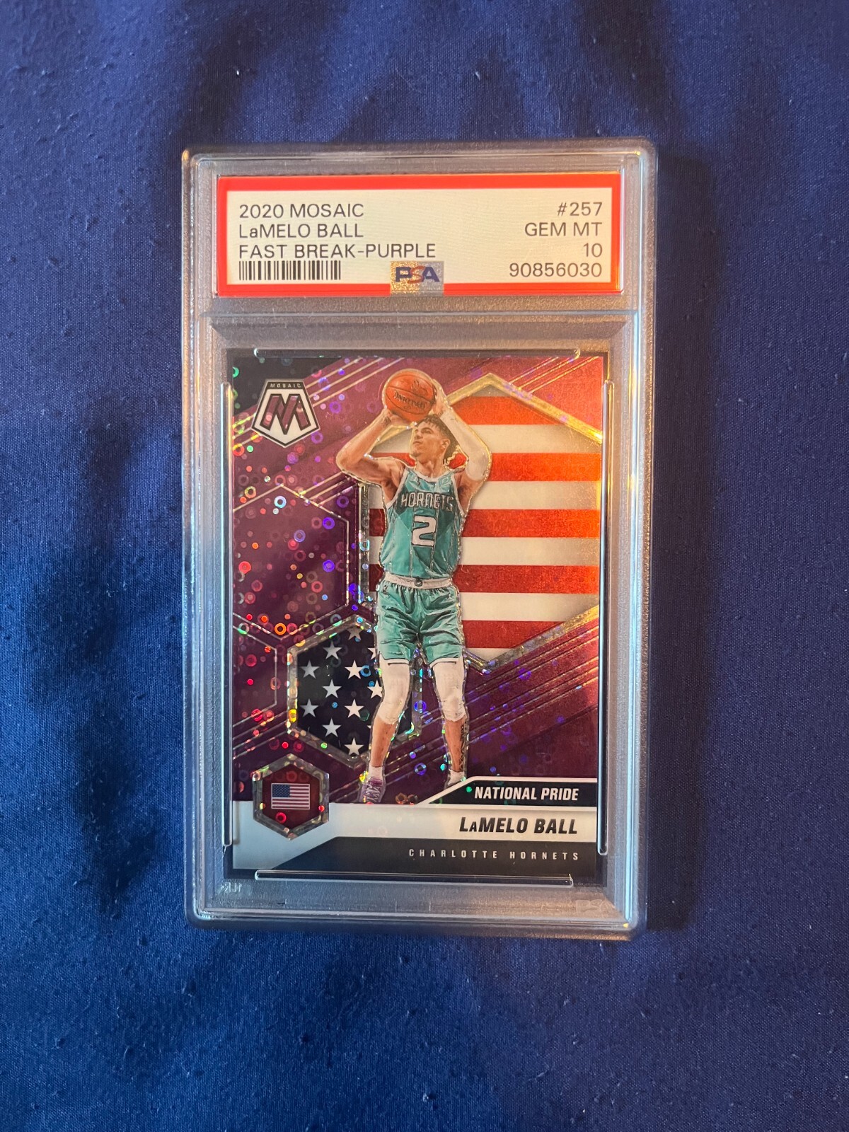 20-21 Panini Mosaic Lamelo Ball PSA 10 National Pride Purple Fast Break (2/50)