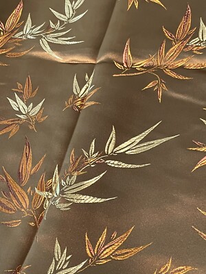 Asian Shimmer Metallic Brocade Bamboo Leaf Satin Dress Kimono Fabric 2.5 Yds