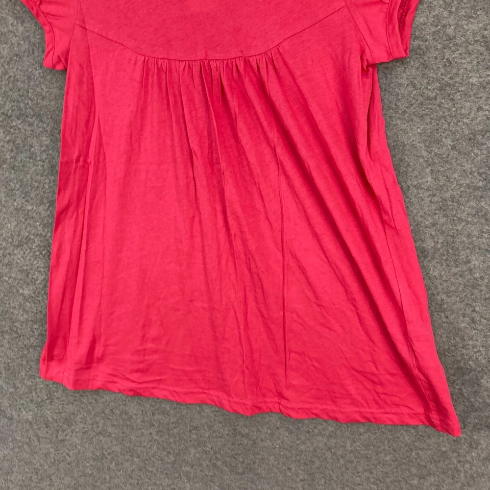Topshop Mujer Top Talla 14 Rosa Manga Corta Cuello Redondo Algodón Camisa Túnica 13813 Foto 3 de 4