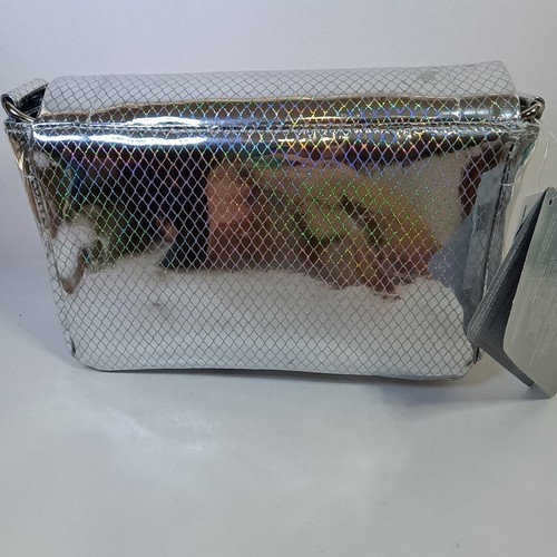 New Disney Parks Frozen Silver Holographic Elsa Purse Clutch 8" - Picture 5 of 8