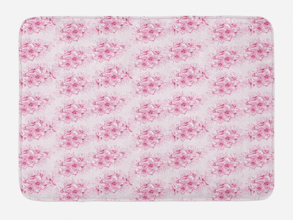 Cherry Blossom Plush Non-Slip Bath Mat 29.5x17.5 for Stylish Home Decor