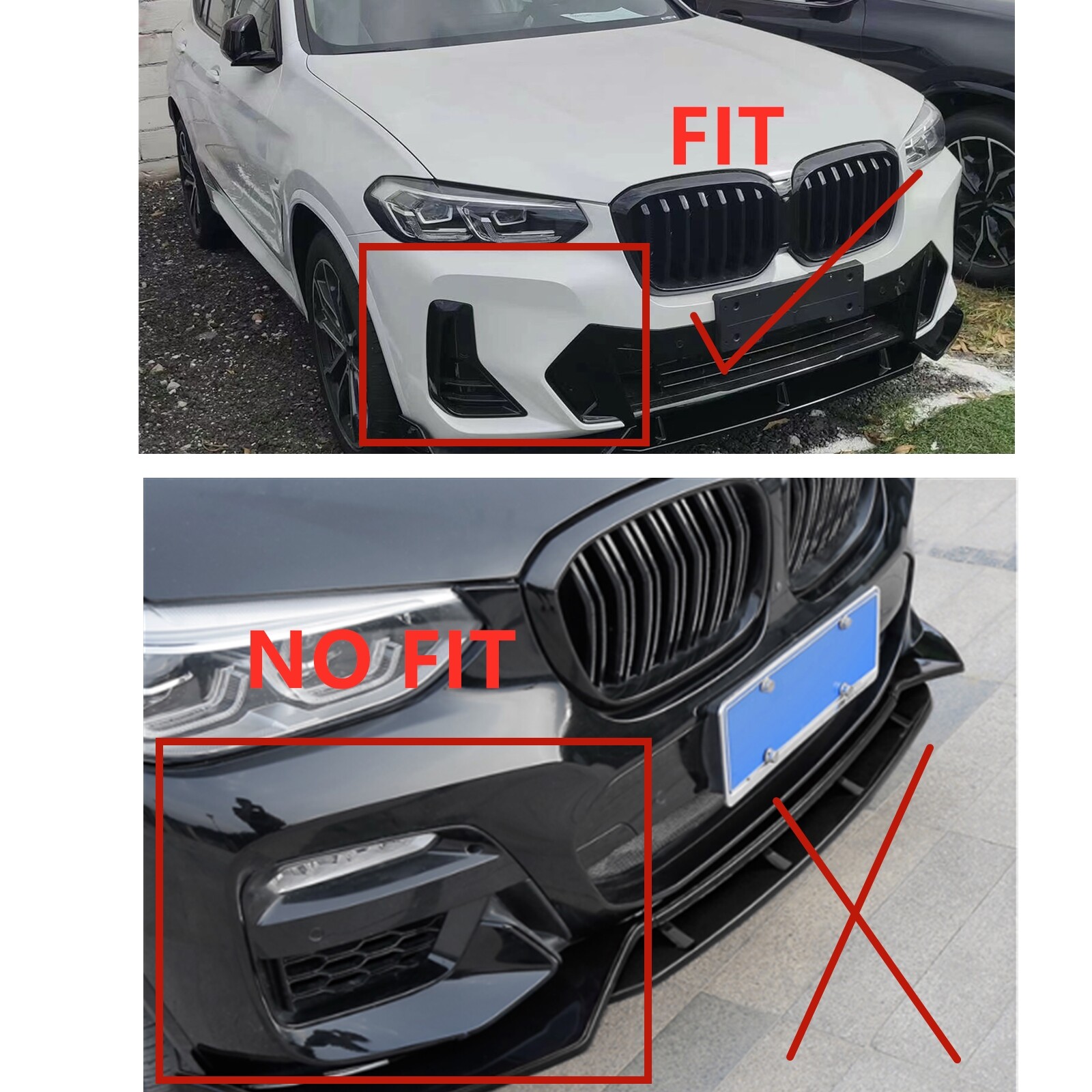 Für BMW X3 20212022 IX3 2022 Frontstoßstange Spoiler Glänzend schwarz