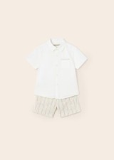 COMPLETO CAMICIA BERMUDA CERIMONIA BIMBO MAYORAL 1295 BIANCO ORIGINALE PE 2023