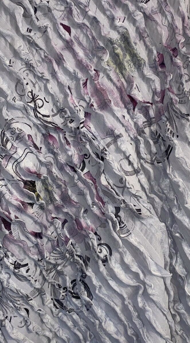 Weavers Ruffled Gray Purple Patterned Sleeveless … - image 3