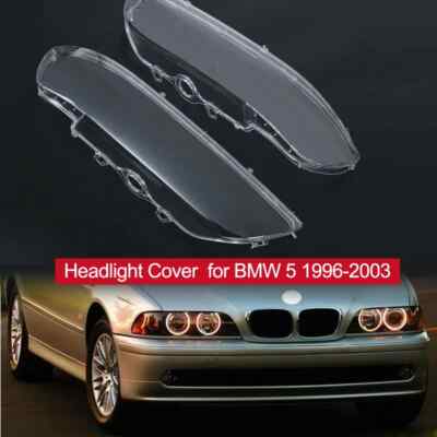 Pair Headlight Lens Cover for BMW E39 Facelift 525i 528i 96-03 63128375301 Clear
