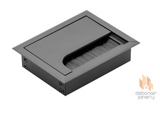 Black Computer Metal Grommet 80 x 80 mm for Desk Table Cable Tidy, Wire Cover