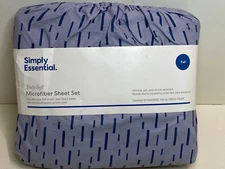 Simply Essential Truly Soft  Microfiber 4 pc. Full Sheet Set Zen Blue Print