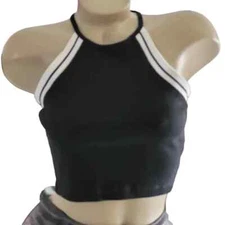 Topshop Black and White Sleeveless Cropped Racerback Top Size 6