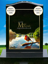 Beautiful Red Robin Granite Memorial Funeral Headstone Gravestone Customised 1