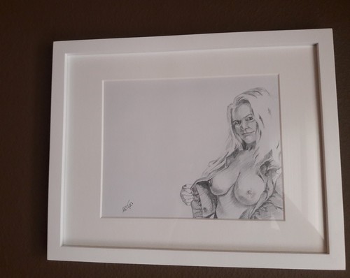 Framed Art: original 8.5x11 pencil sketch of nude woman done by artist ARTuro - Picture 5 of 6
