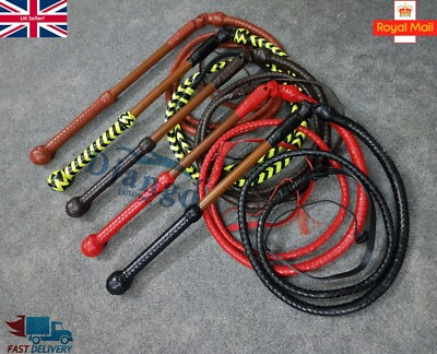 Premium Echtleder Stockpeitsche 5 Fuß 12 Zöpfe Erwachsene spielen Cowboy Bullwhip