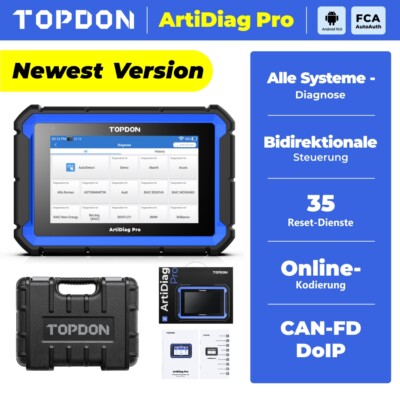  Topdon Artidiag PRO 2.0 KFZ OBD2 Diagnosegerät ECU Coding 35+Services Auto VIN