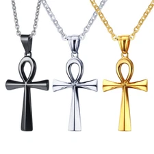 Titanium Steel Anka Cross Pendant Men's And Women's Necklace Fashion Jewelry US