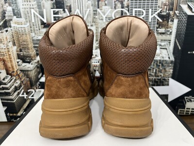 Genuine Gucci flashtrek GG canvas suede leather boots 39+ G in Box