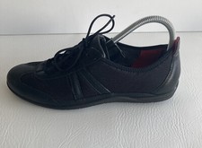 Ecco Sz 40 EUR Shoes Black Leather Canvas Com...