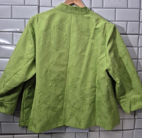 Erin London Ladies Plus Size Lime Green Textured Jacquard Print Blazer - Picture 3 of 6
