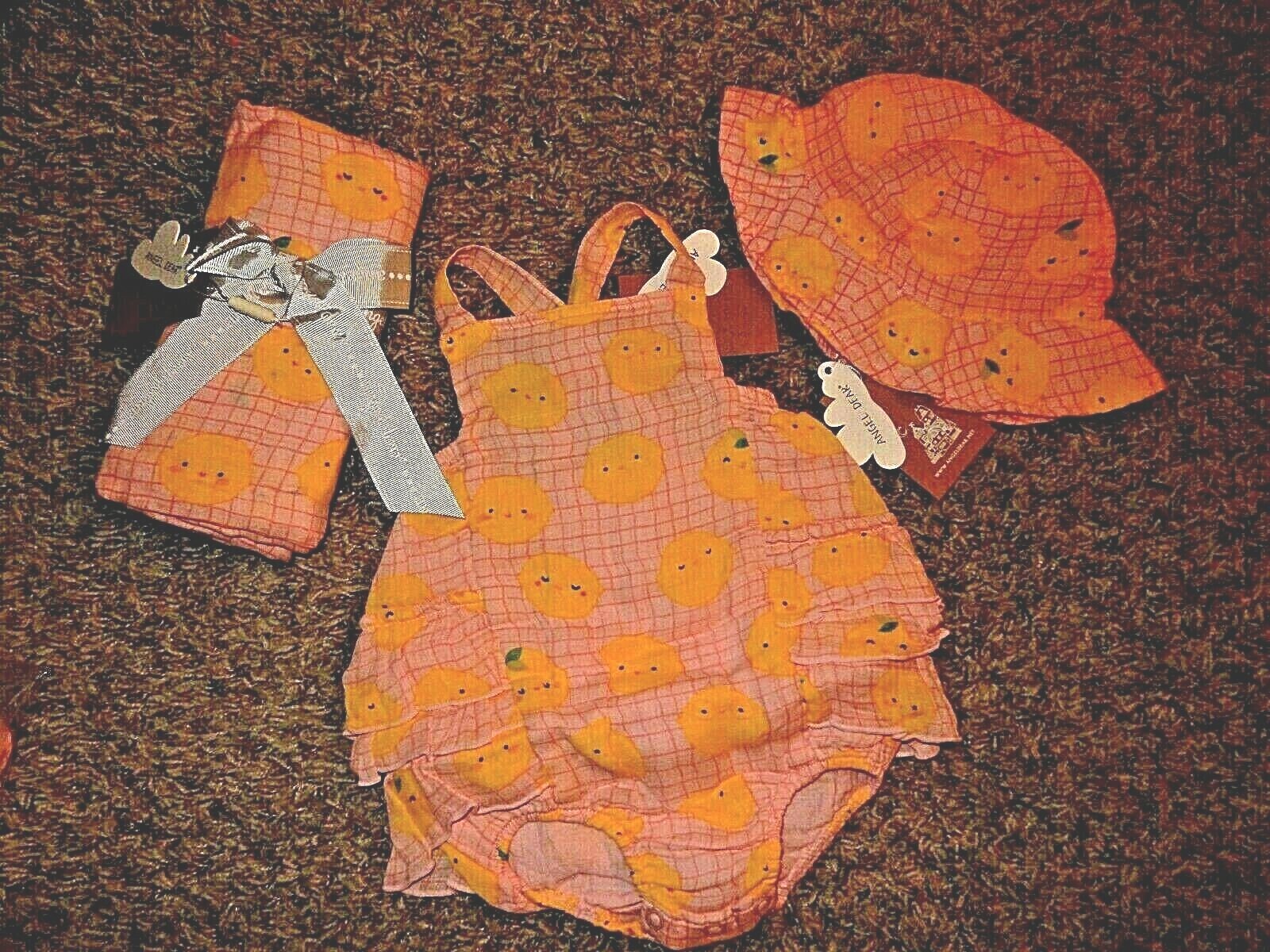 PONY Set coperta culla 3U ANGEL DEAR LEMONS Muslin & cappello da sole & SWADDLE nuova con etichette