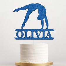 Personalised Custom Gymnast Cake Topper Glitter Girl Birthday Any Name Age