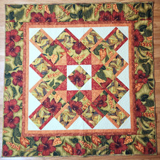 Quilted Wall Hanging Tropical Floral Orange Green Red Handmade Spring Summer