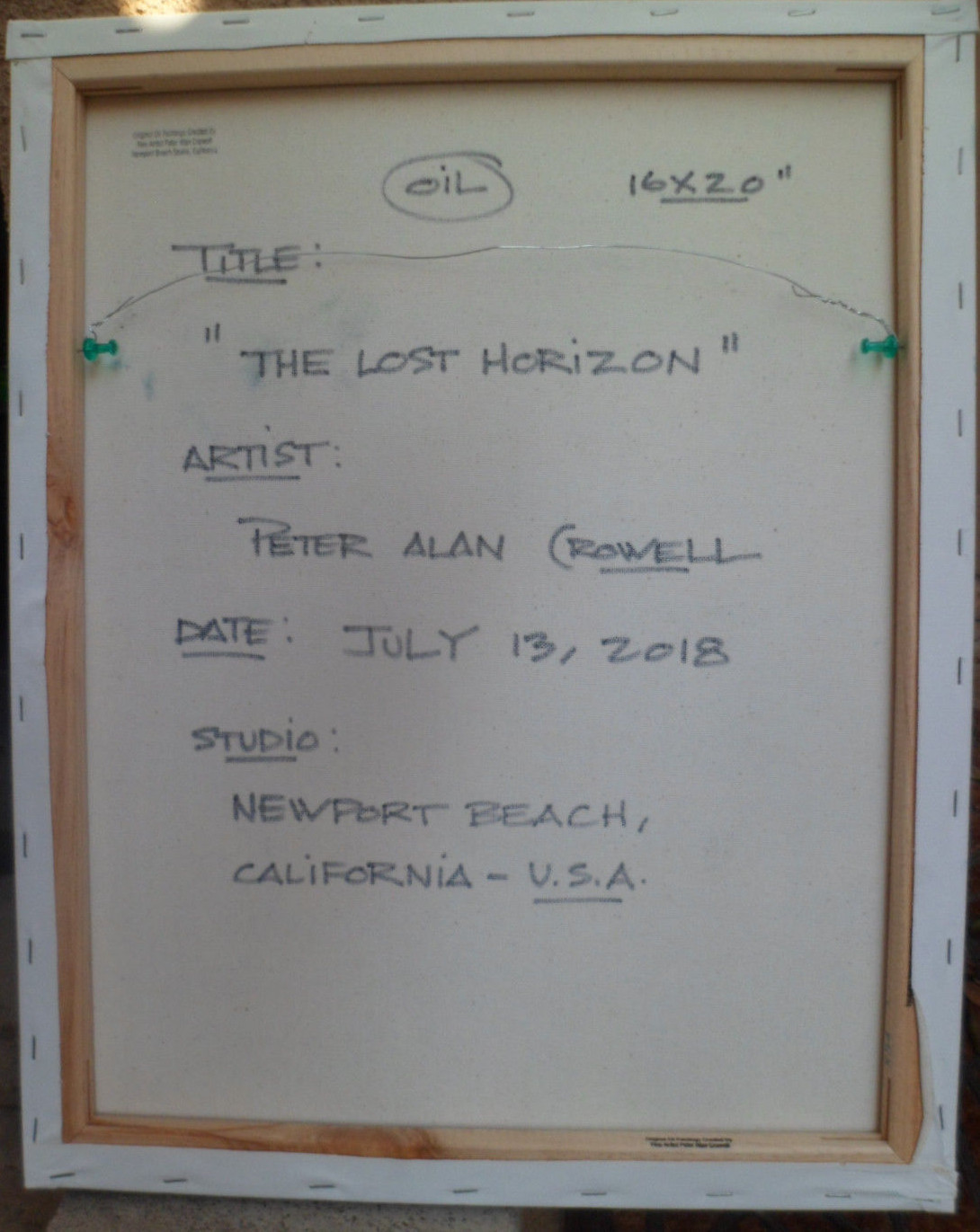 abstract THE LOST HORIZON  big 16x20 canvas original oil painting signed CROWELL