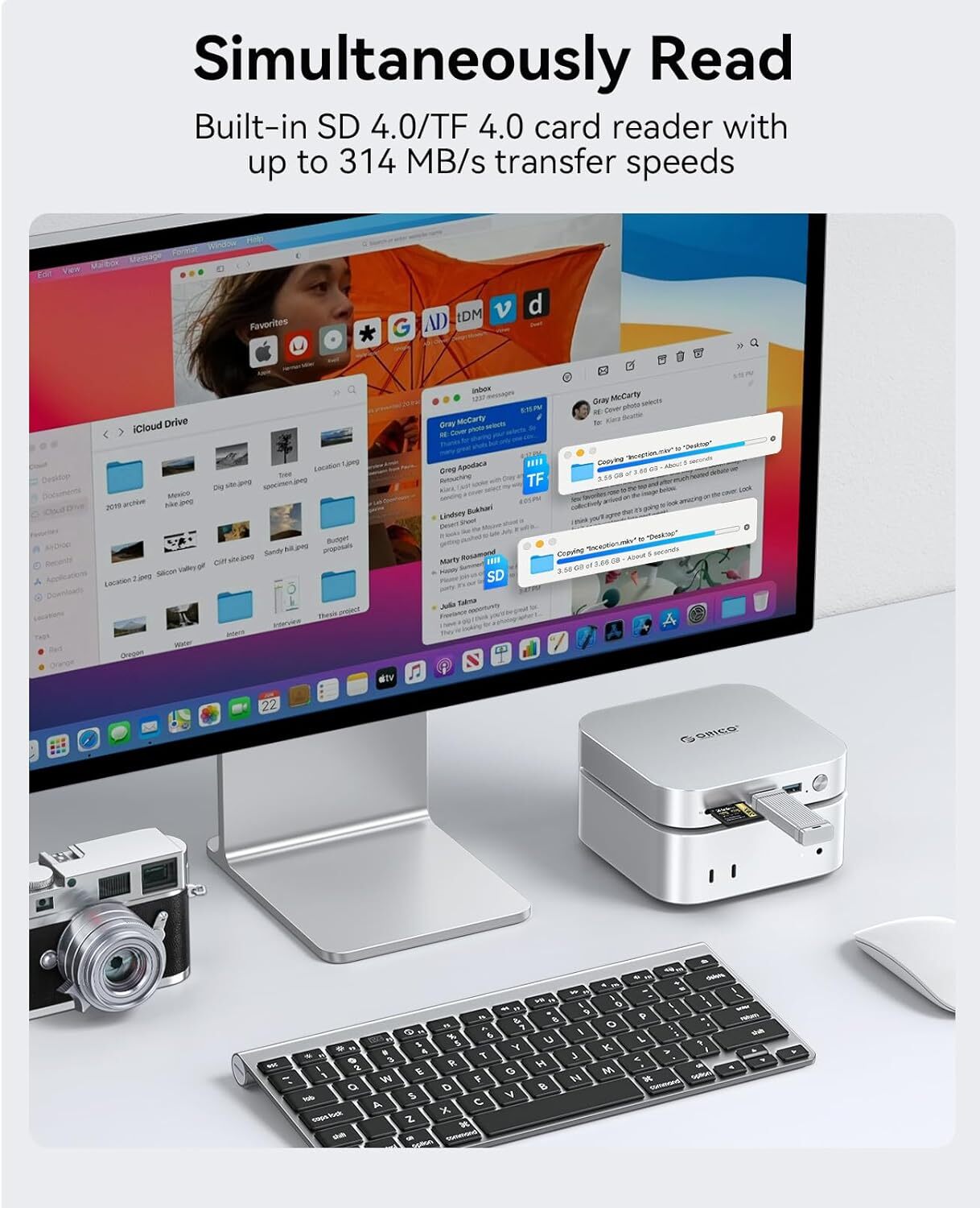 ORICO USB4 40Gbps Hub for Mac Mini M4 7-in-1 Alu Docking Station MiniLink SSD