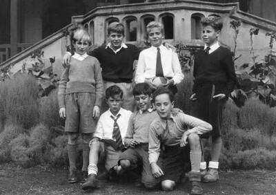 Juan Carlos I King Spain as child surrounded by playmates garde- 1948 Old Photo