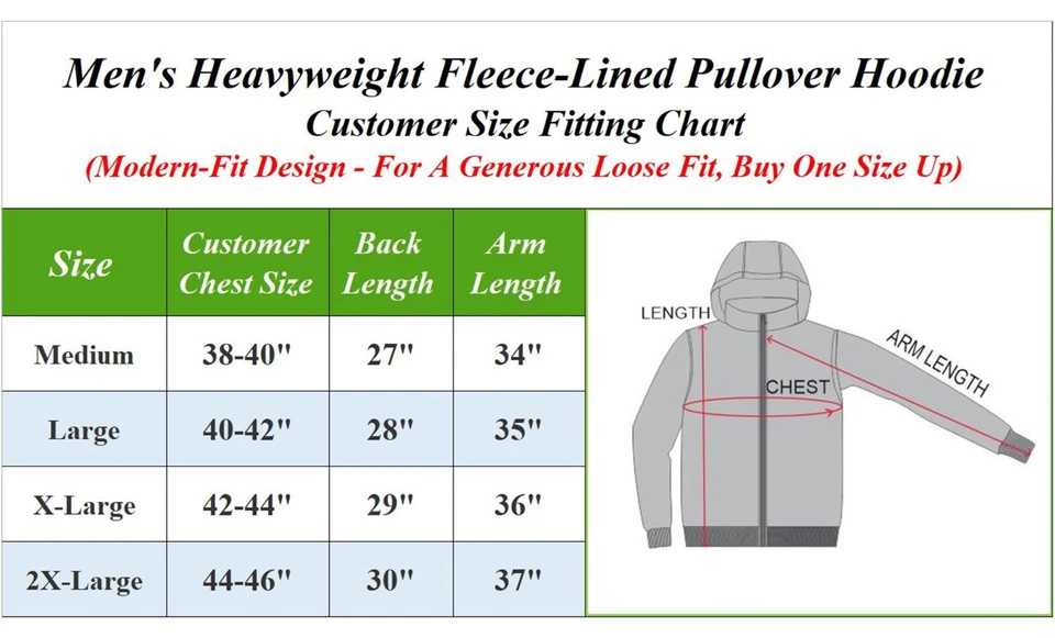 Men's Heavyweight Premium Fabric Fleece Lined Pullover Hoodie (S-2XL) FREE SHIP - Image 3 of 3