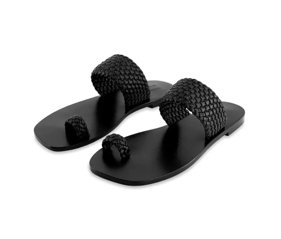 A.Emery x Matteau Sandals Carmen Black Woven Leather sz 40