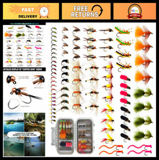 Assorted Fly Fishing Flies Kit - 28/48/60/88pcs Dry Wet Nymph Streamer for Trout