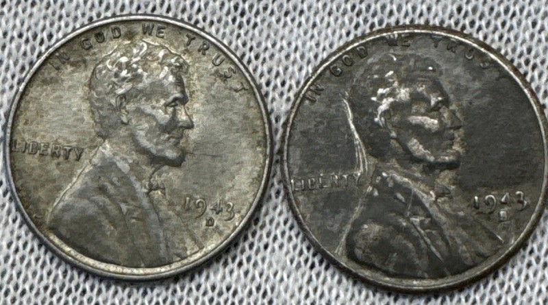 #3P:New Low $ Set of 2 1943D Rare Steel Lincoln Wheat Cent-You Grade-Bid Now