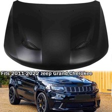 Fits 11-22 Jeep Grand Cherokee Srttrackhawk Style Hood Panel Black Aluminum