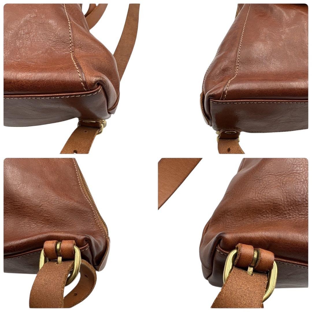 ILBISONTE Leather Backpack Triangular Shape Brown… - image 13