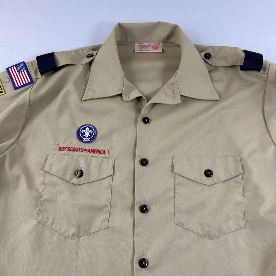 Camisa Boy Scouts Of America Para Hombres XL Marrón Uniforme Parche Adulto BSA Foto 2 de 4